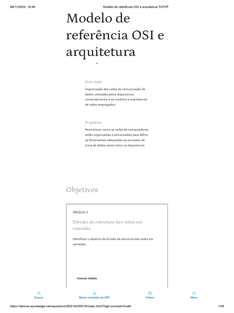 Estruturas de Redes: OSI e TCP/IP | PDF | Modelo OSI | Rede de computadores