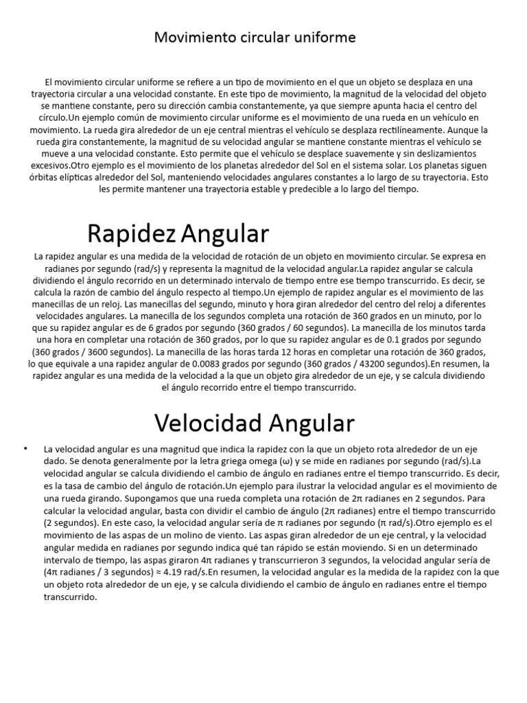 Movimiento Circular Uniforme | PDF | Velocidad | Rotación