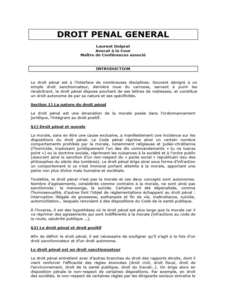 Nature et Contenu du Droit Pénal | PDF | Loi | Loi criminelle