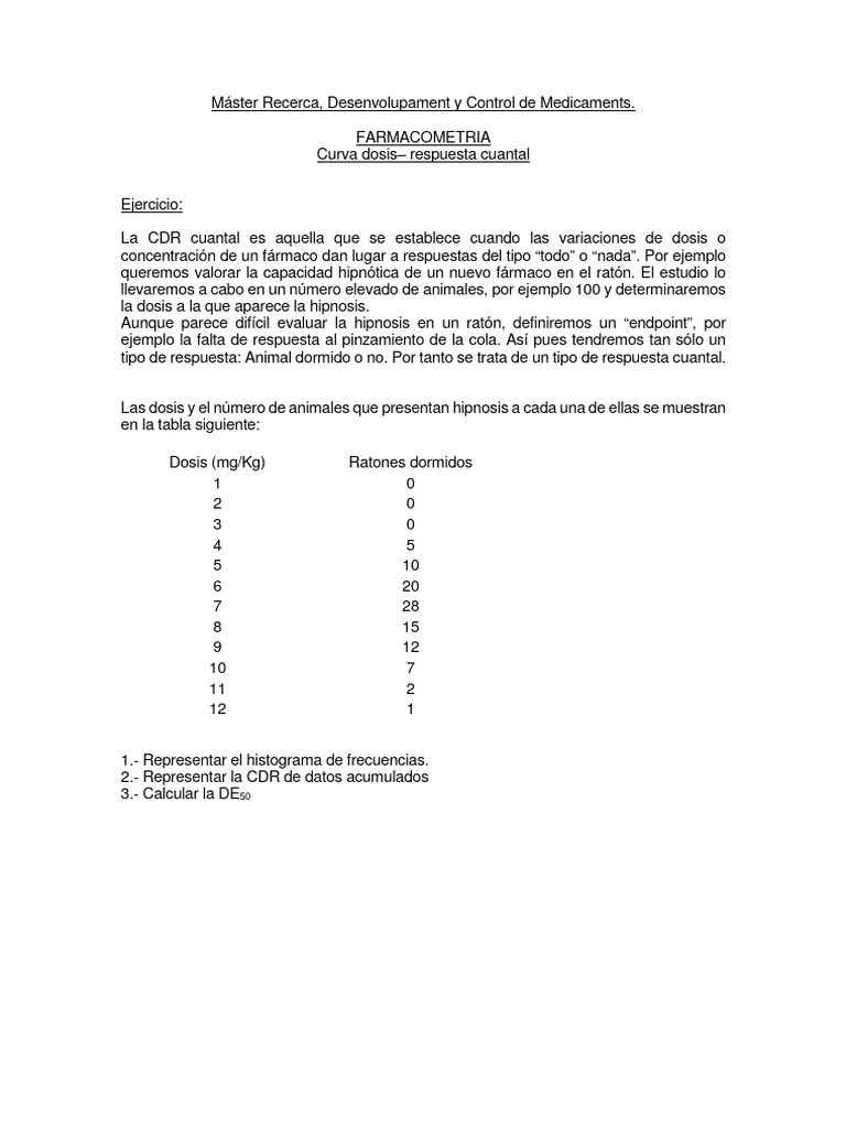 Curva Dosis-Respuesta Cuantal en Farmacometría | PDF