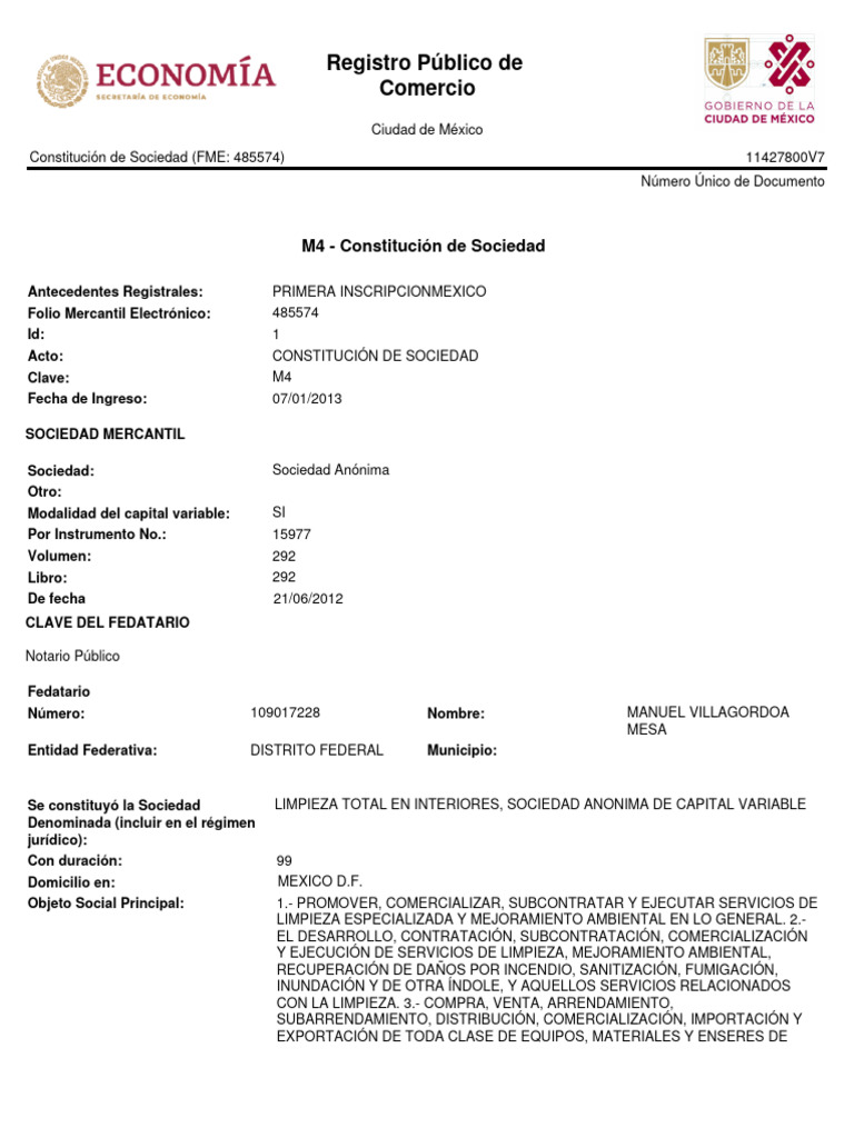 Registro p blico de comercio m4 constituci n de sociedad pdf