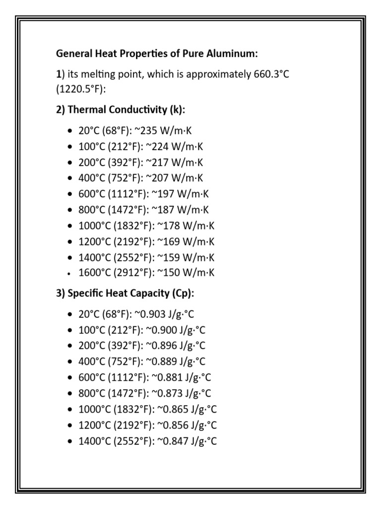 Thermal Properties of Pure Aluminum | PDF | Heat | Electrical ...