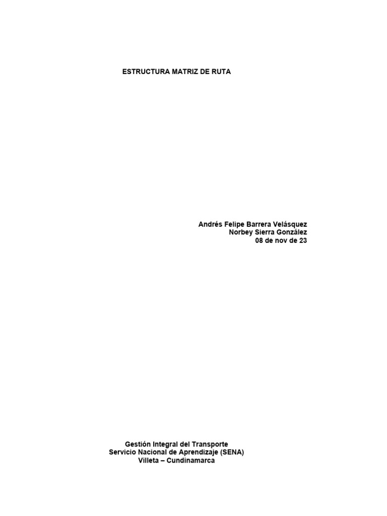 Estructura de Matriz de Ruta en Transporte | PDF