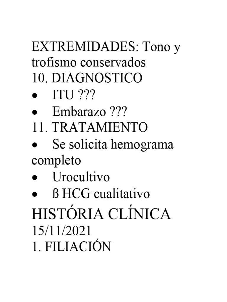 Historia clínica de paciente femenina | PDF | Medicina CLINICA ...