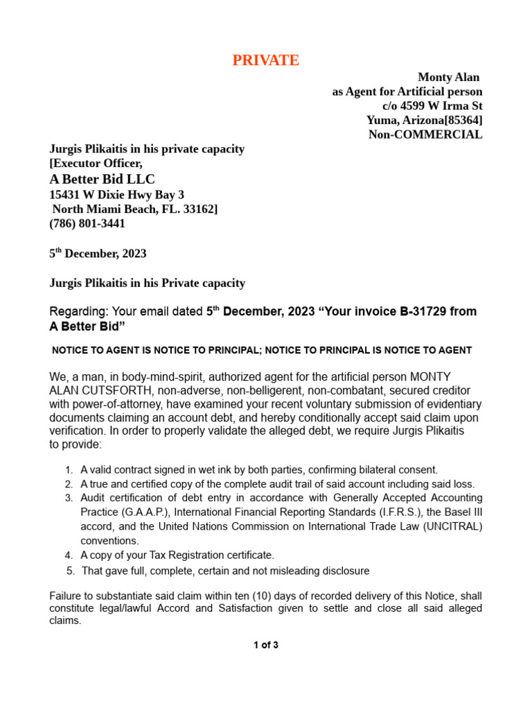 A Better Bid - Conditional Acceptance LETTER | PDF | Private Law | Justice