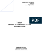 Taller - Electrónica Automotriz. Medición de Transistores BJT.