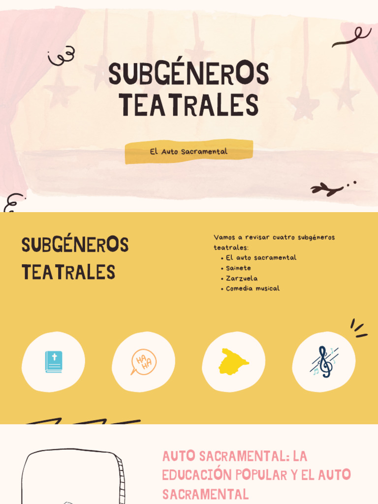 Subgéneros Teatrales: Auto Sacramental y Más | PDF | Clásicos