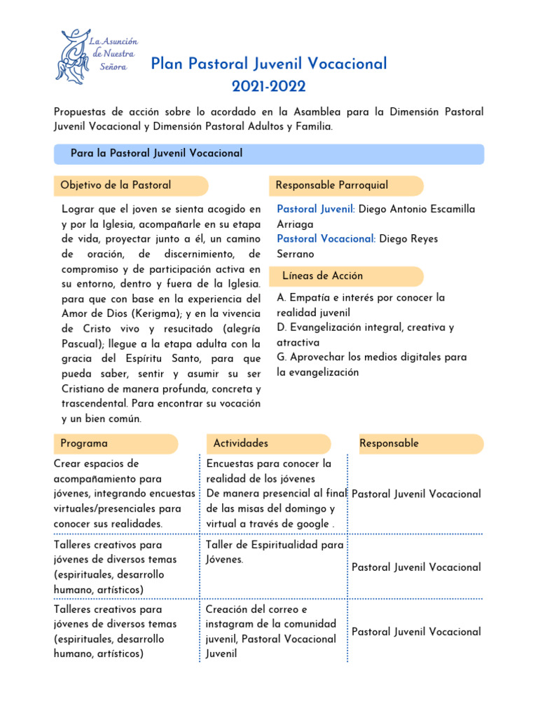 Plan Pastoral Juvenil 2021-2022 | PDF