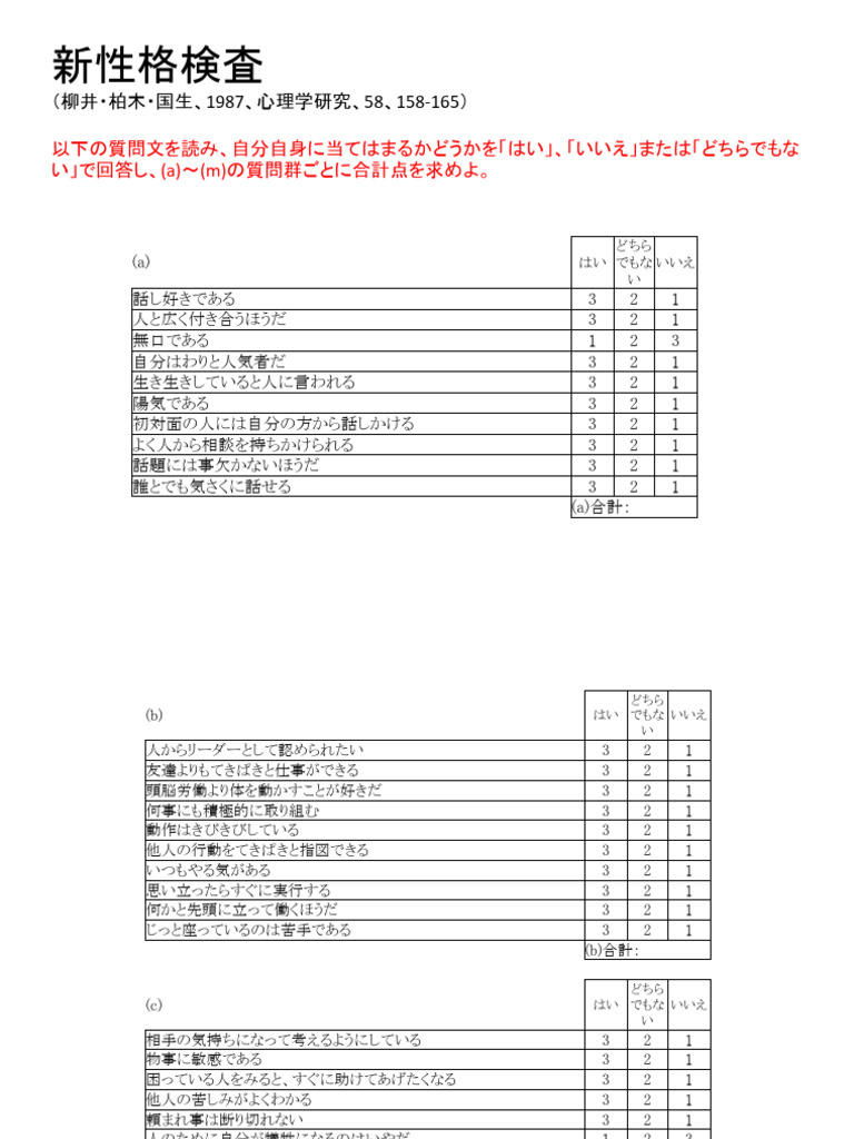 パーソナリティー検査（新性格検査） | PDF