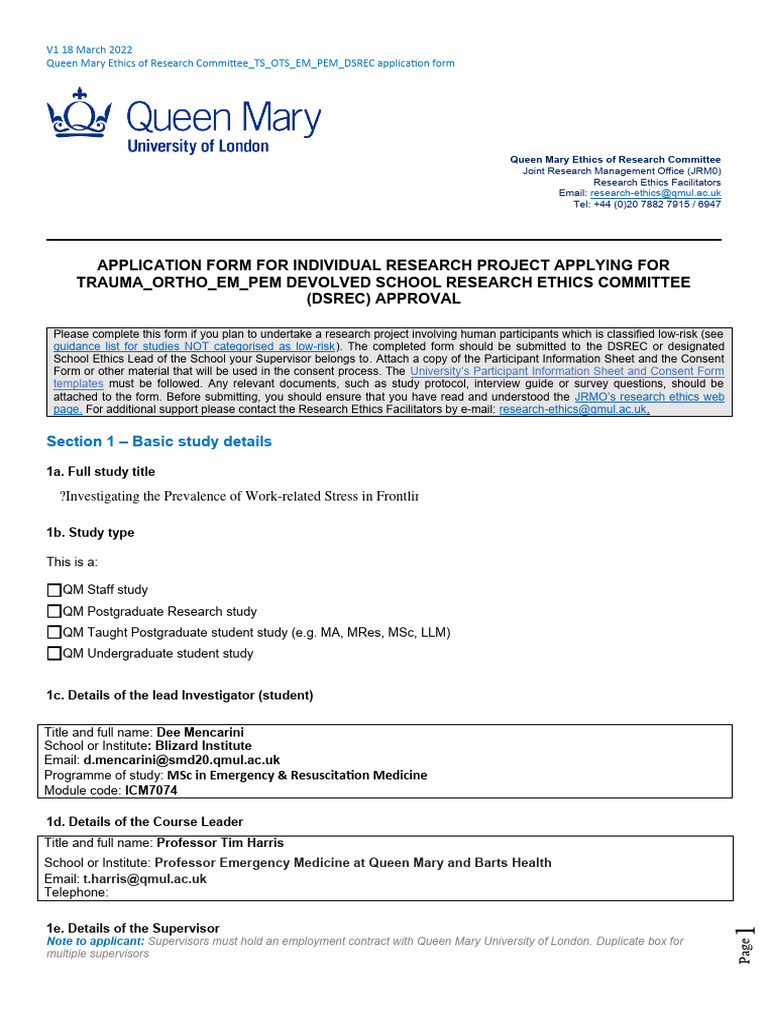 Application Form For Trauma - Ortho - EM - PEM - DSREC Committee ...