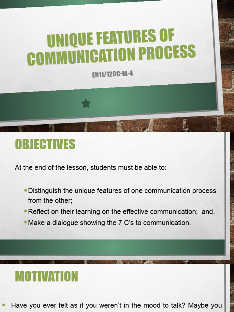 Unique features of communication process pdf