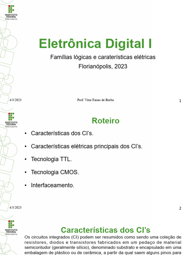 Caracter sticas De Fam lias L gicas CMOS PDF CMOS Circuito Integrado