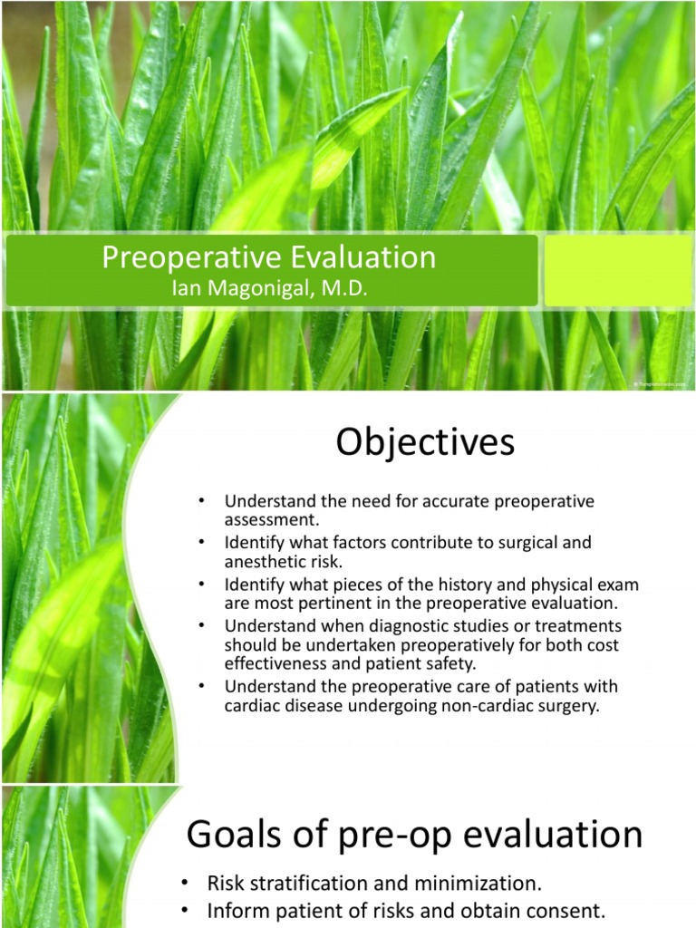 Preoperative Evaluation Guidelines | PDF | Bleeding | Surgery