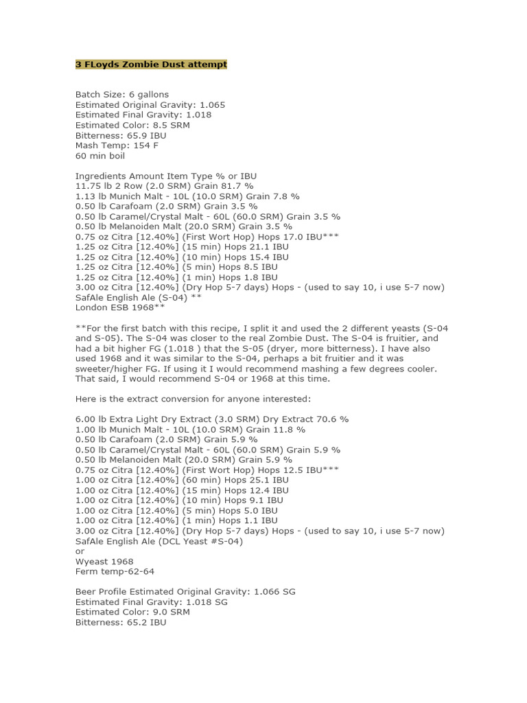 3 floyds zombie dust attempt pdf alcohol nutrition