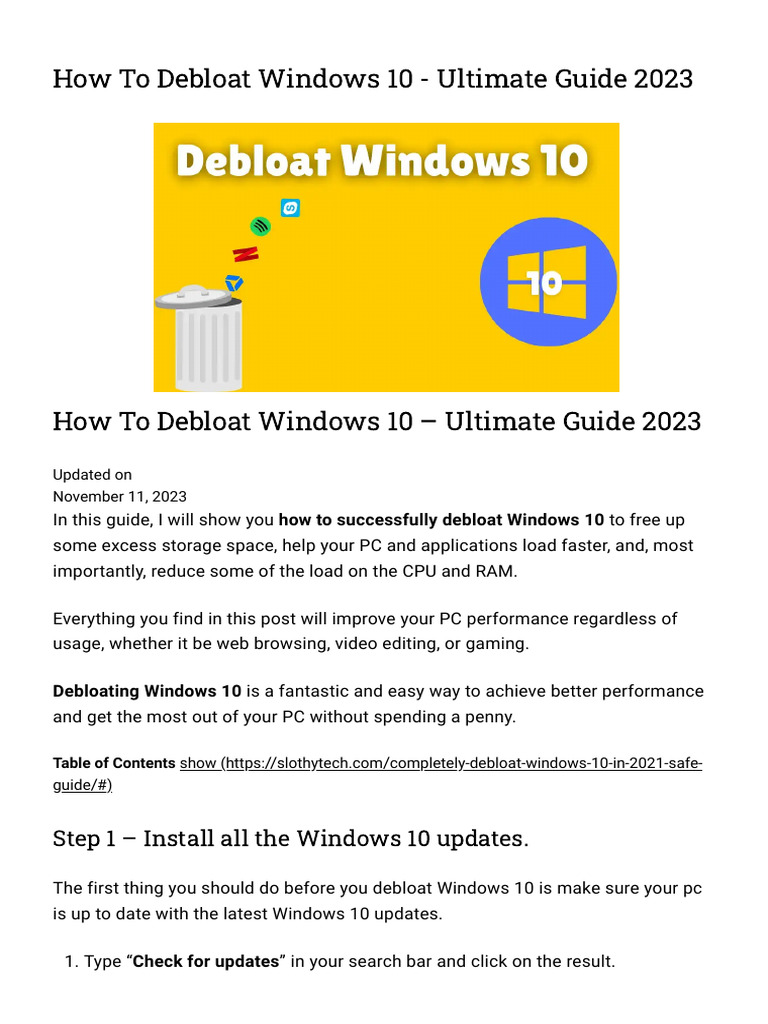 How To Debloat Windows 10 Ultimate Guide 2023 PDF Windows 10