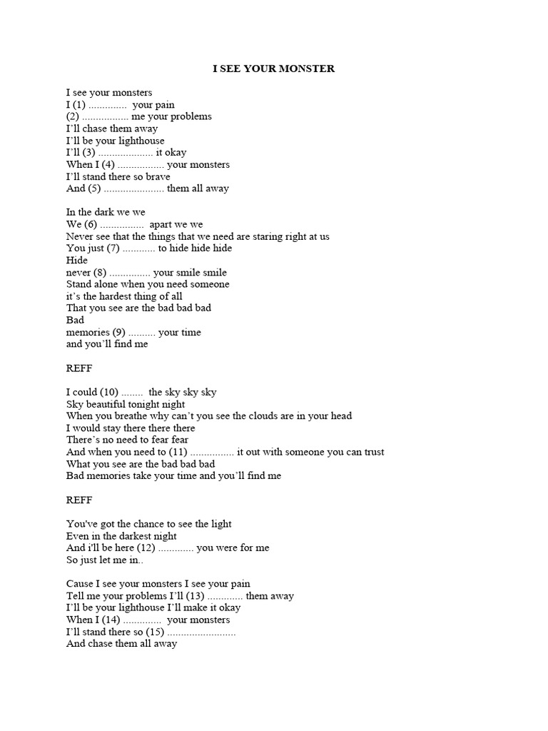 I See Your Monsters: Lyrics Overview | PDF | History