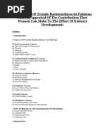 Download The Causes of Female Backwardness in Pakistan and an Appraisal of the Contribution That Women Can Make to the Effort of Nation by Muhammad Umer SN69041570 doc pdf
