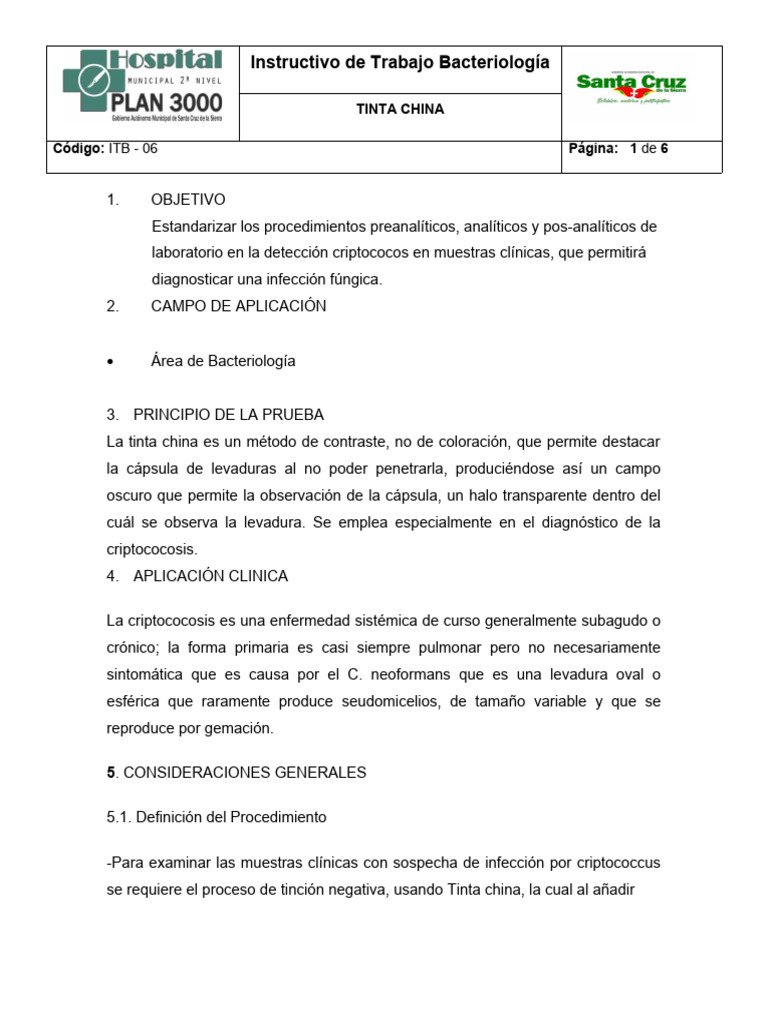 Procedimiento de Tinción con Tinta China | PDF | Especialidades Medicas ...