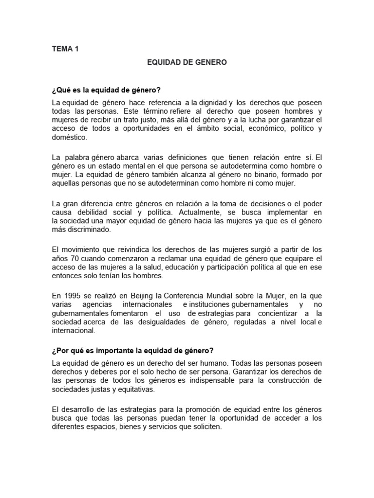 Equidad de Género: Derechos y Desafíos | PDF | Igualdad de género ...