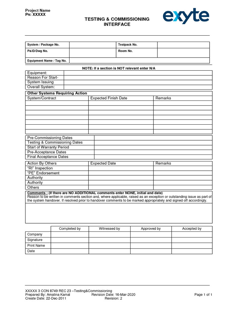 Testing and Commissioning Interface PDF