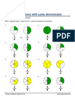 Grade 3 Comparing Fractions Same Denominator D