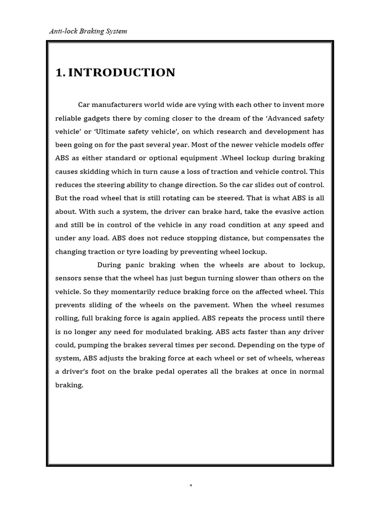 A Report On Anti Lock Braking System ABS | PDF | Anti Lock Braking ...