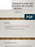 Characteristics For The Classification of Living Beings