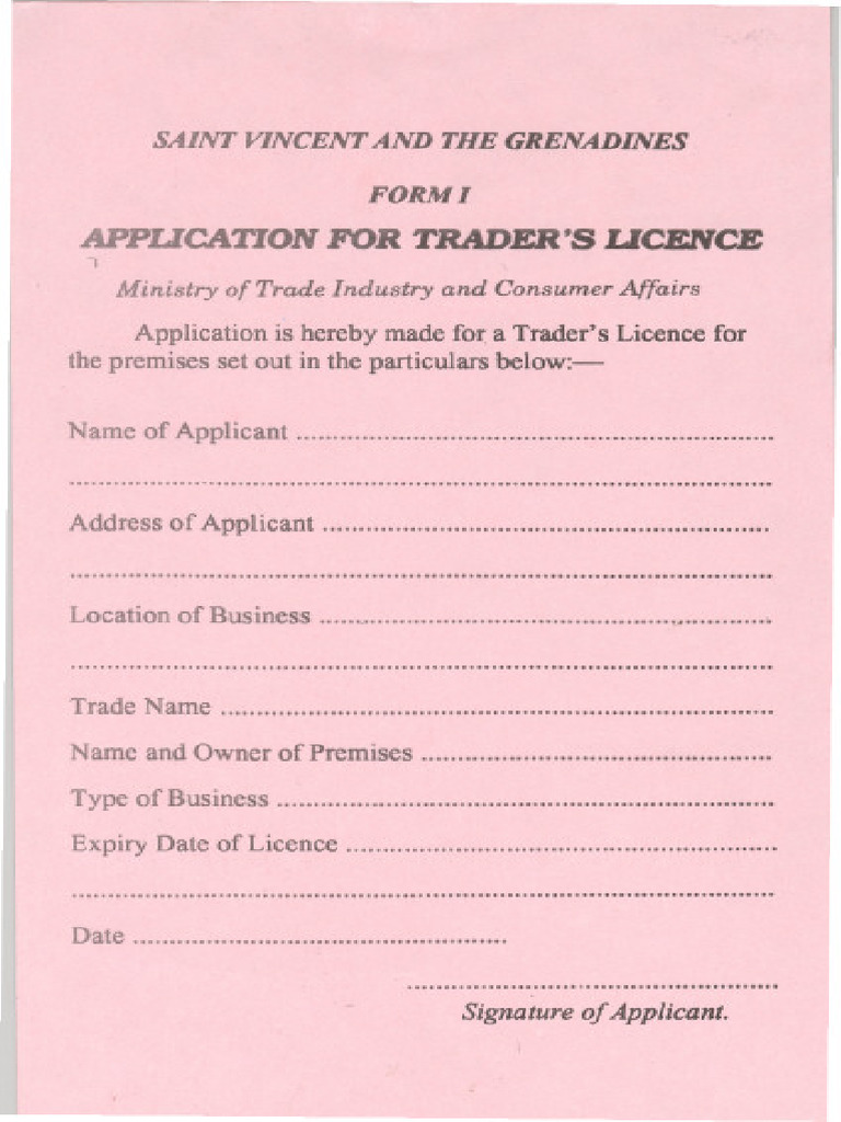 Application For Traders Licence PDF