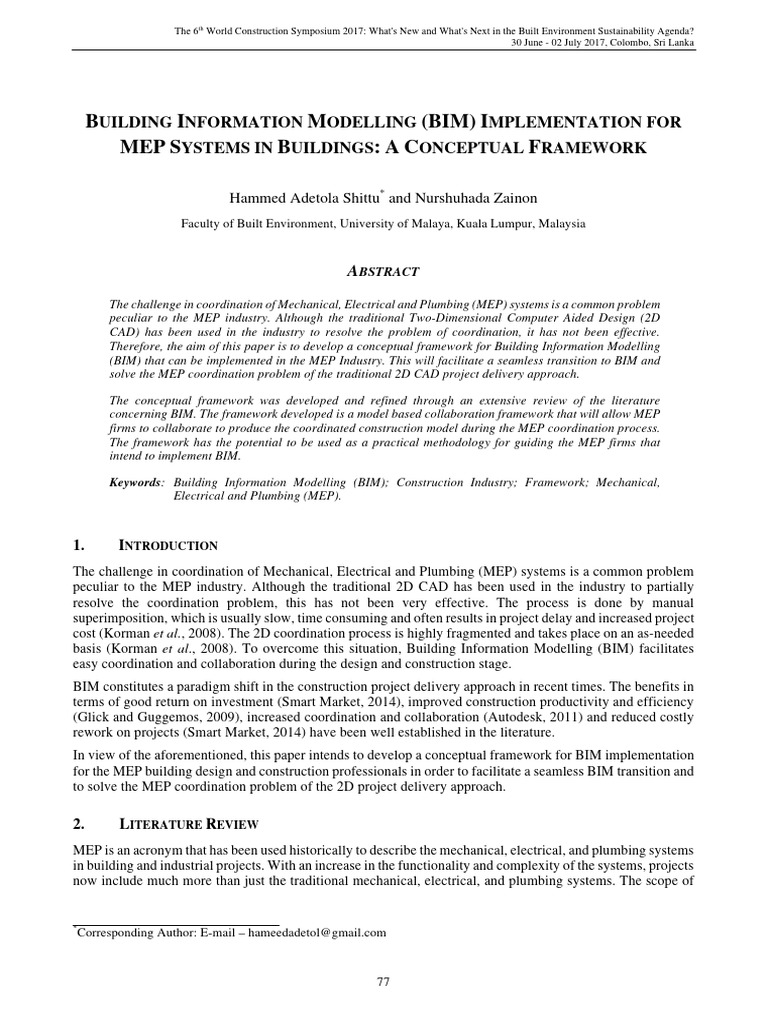 BIM Framework for MEP Coordination | PDF | Building Information ...