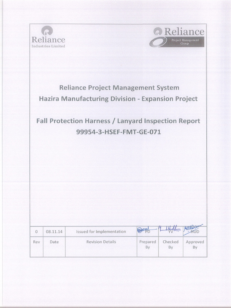 Fall Protection Harness Inspection | PDF