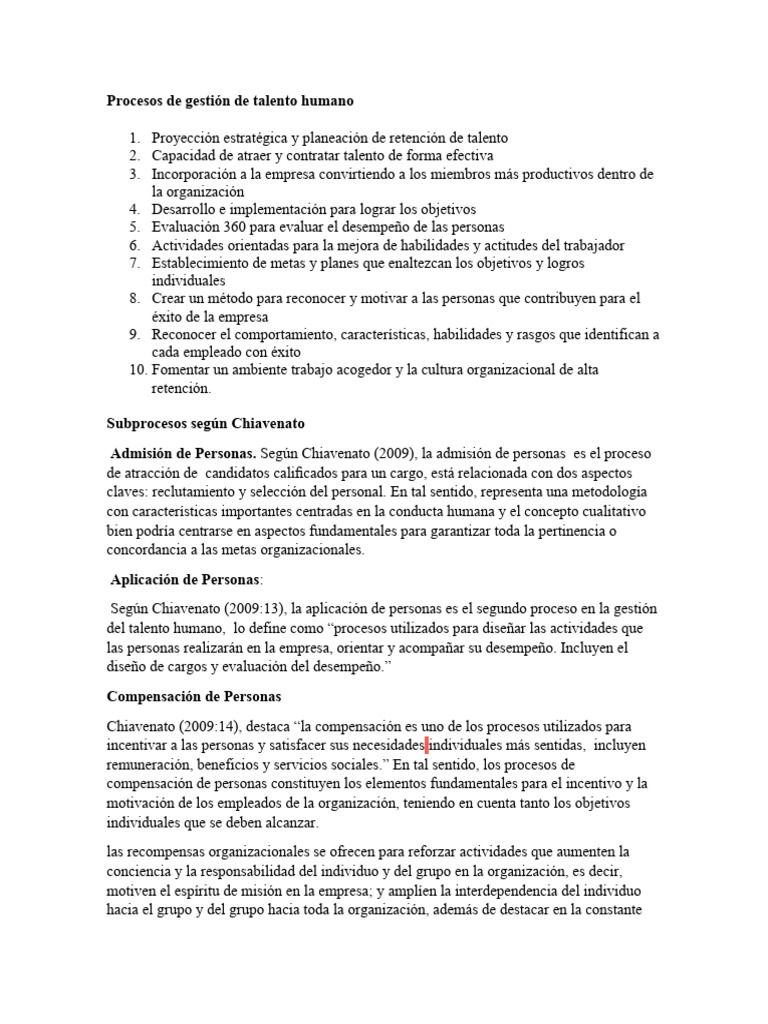 Procesos de gestión de talento humano | PDF | Business | Comportamiento