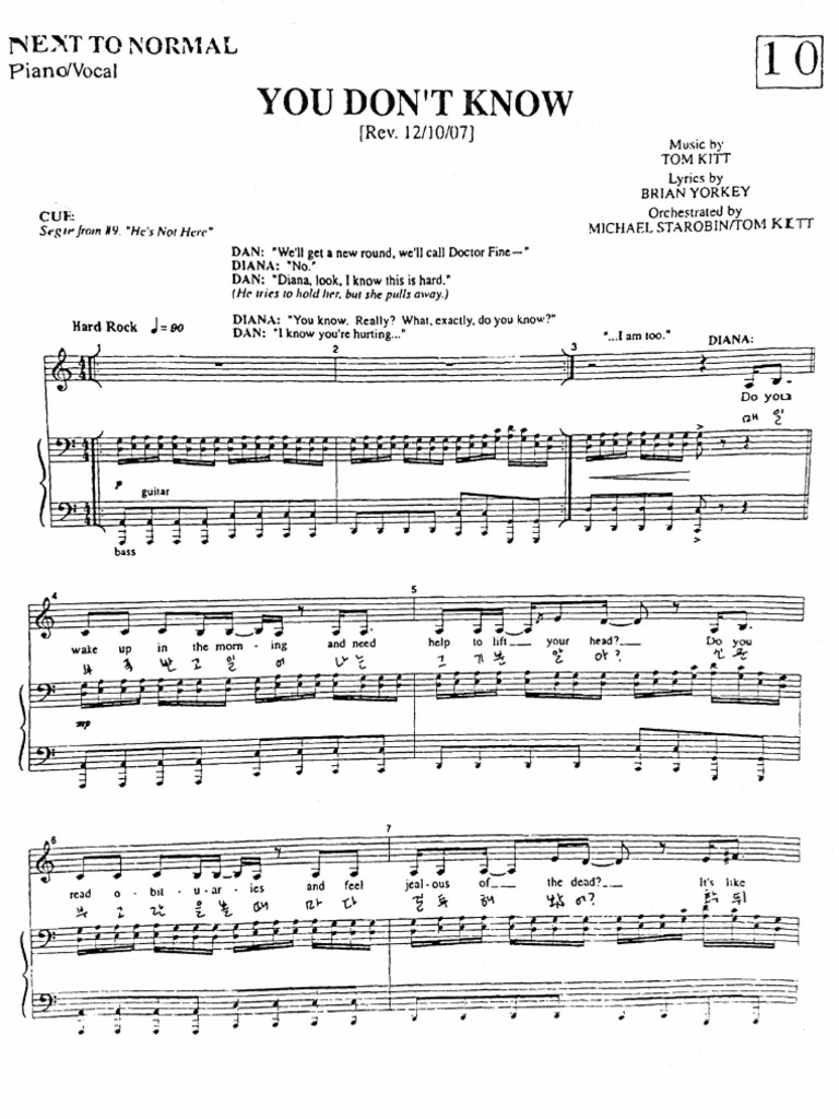 Next To Normal - You Dont Know | PDF