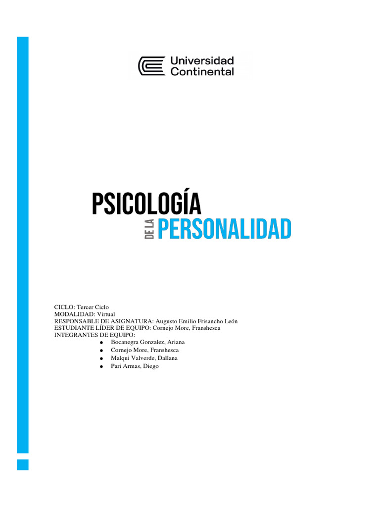 Informe Psicológico: Evaluación de Personalidad | PDF | Las emociones ...