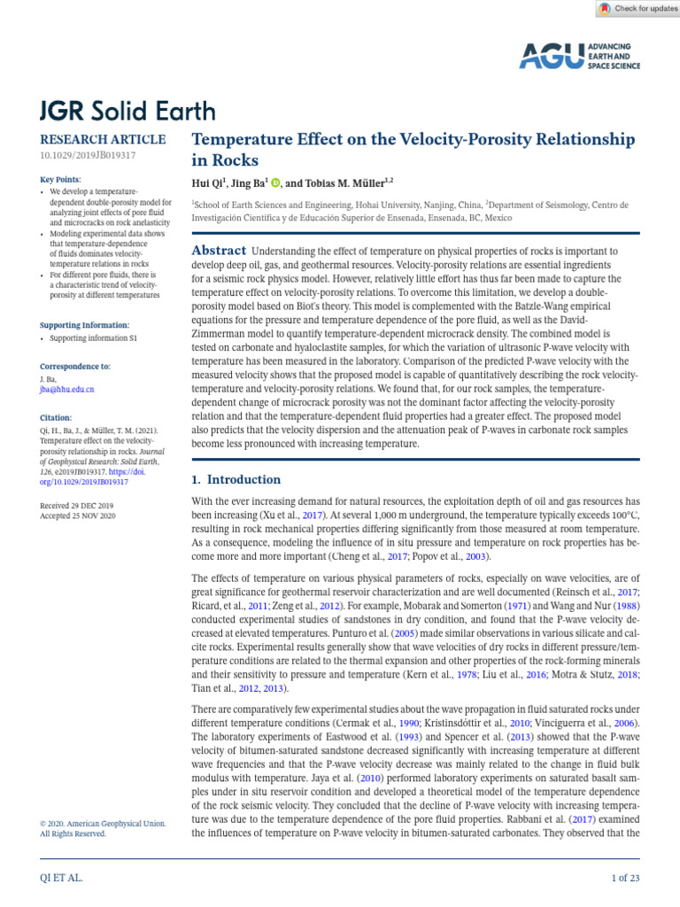 Jgr solid earth 2020 qi temperature effect on the velocity