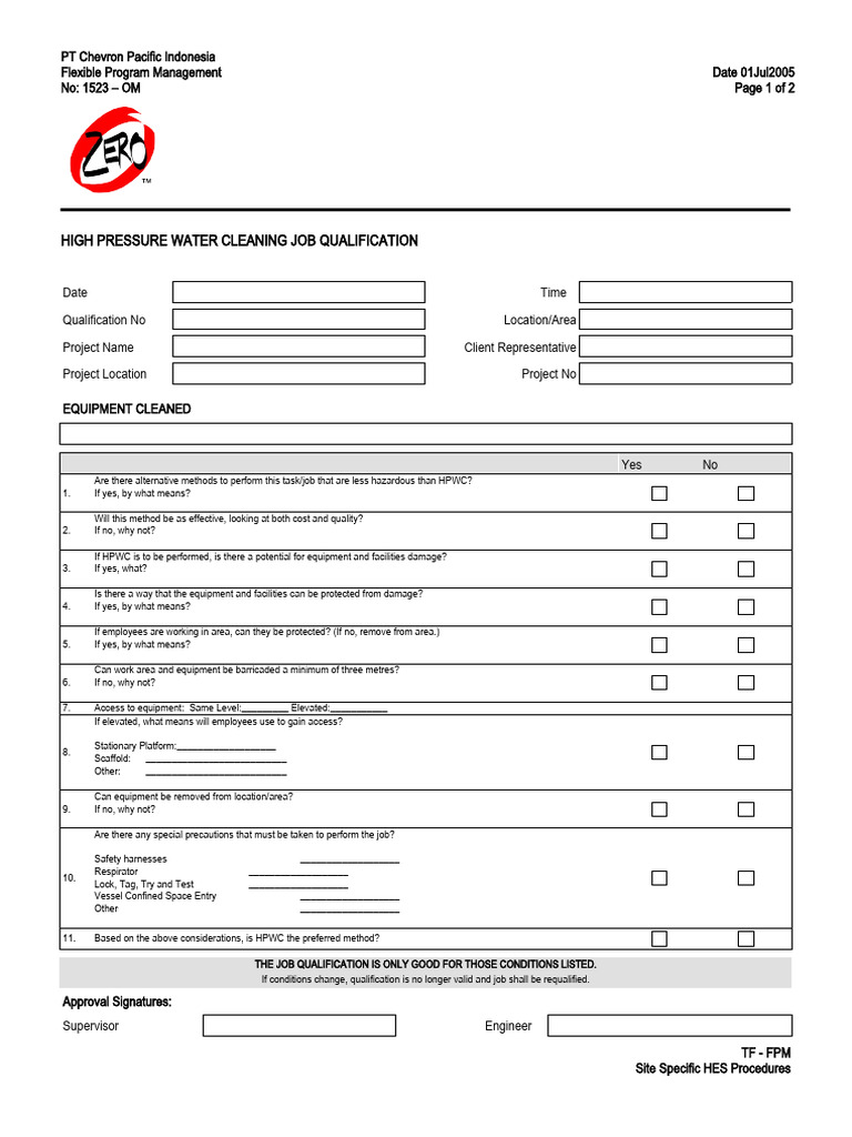 HPWC Job Qualification | PDF | Safety | Occupational Safety And Health