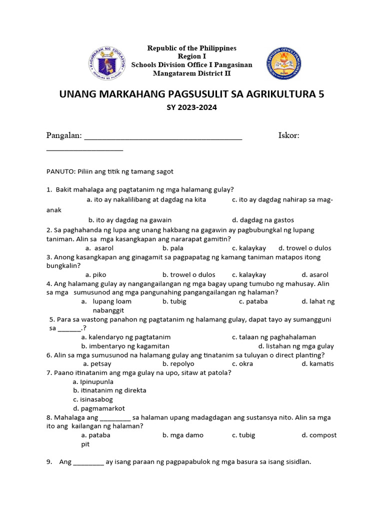 PT Epp-Agri 5 q1 | PDF