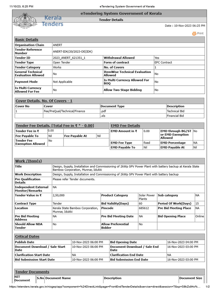 KSBC Munnar 2kW | PDF