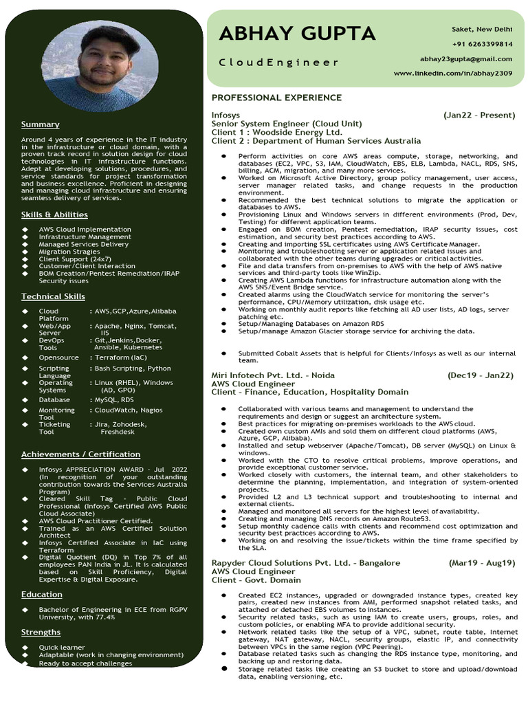 Cloud Engineer with AWS Expertise | PDF | Amazon Web Services | Cloud ...