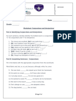 Worksheet Conjunctions and Interjections