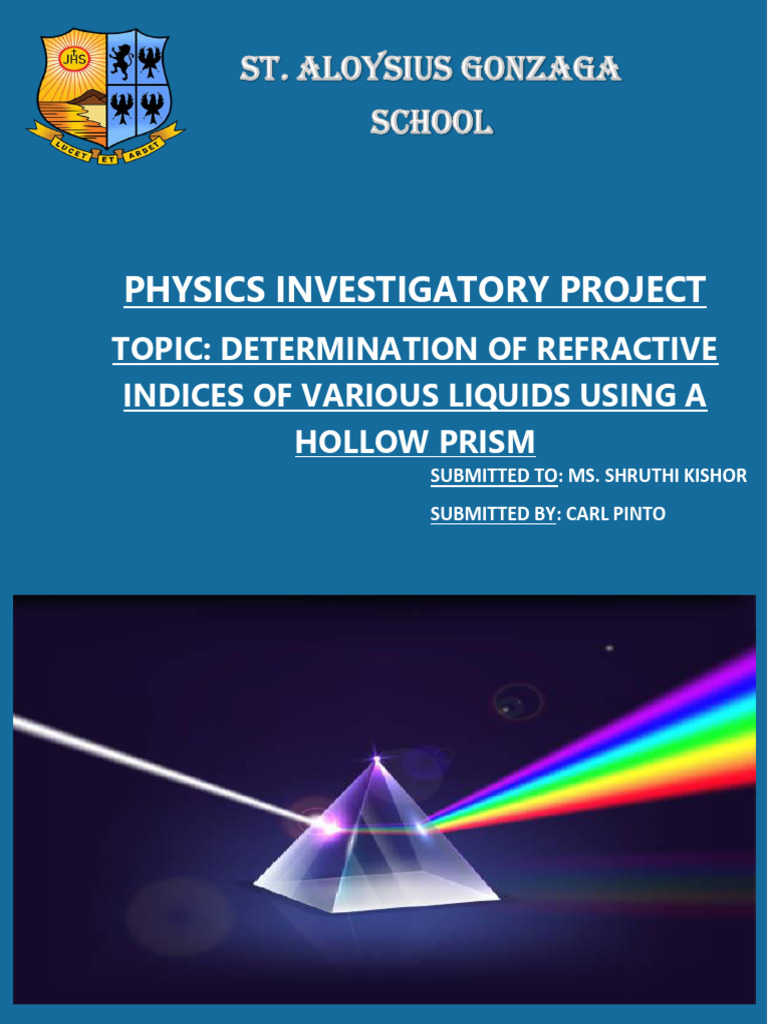 Student Physics Project | PDF | Refractive Index | Optics