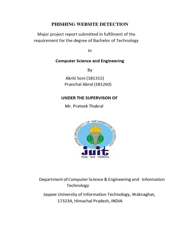 Phishing Website Detection Project Report Pdf Phishing Machine