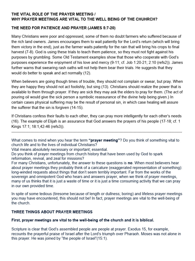 Importance of Prayer Meetings in Church | PDF | Prayer | Jesus