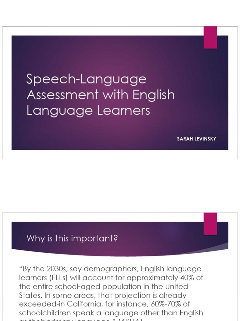 Speech-Language Assessment for ELLs | PDF | Second Language ...