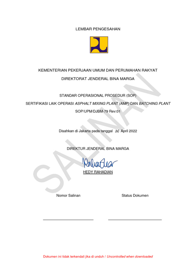 SOP Sertifikasi AMP dan Batching Plant | PDF