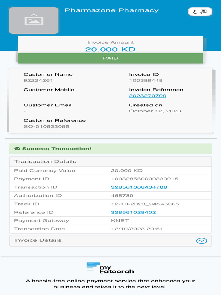 My Fatoorah - Kuwait .. Transaction Result | PDF