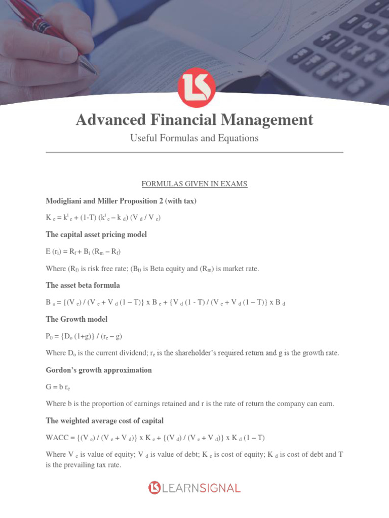 Essential Financial Management Formulas | PDF | Cost Of Capital ...