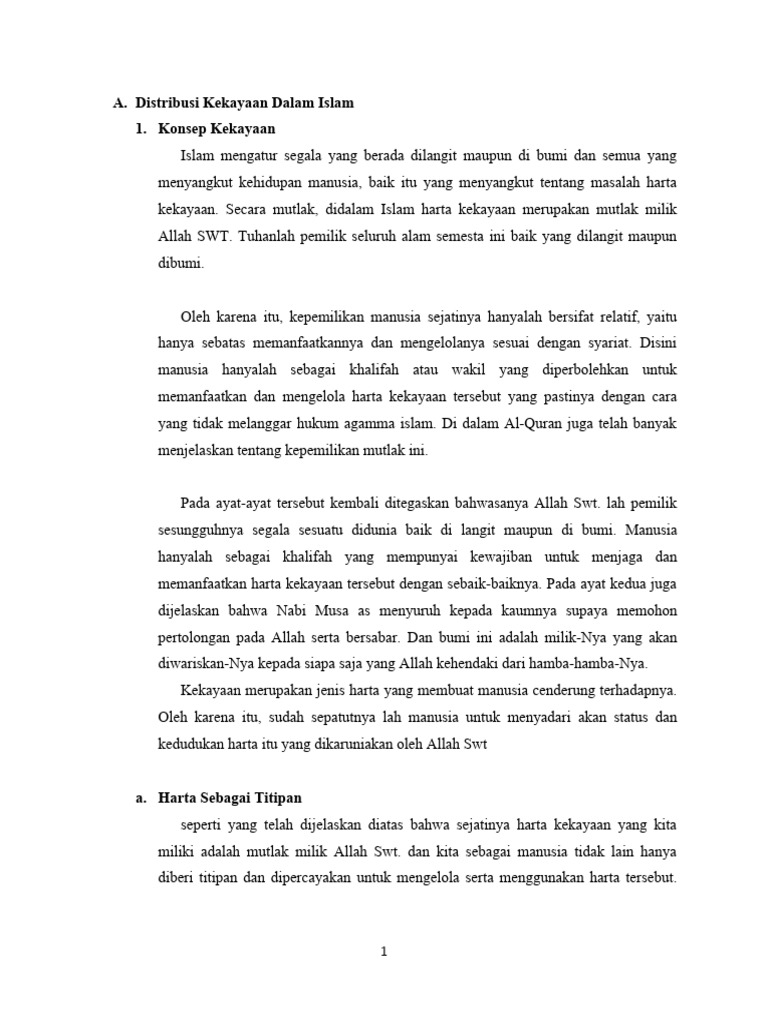 Distribusi Kekayaan Menurut Islam | PDF