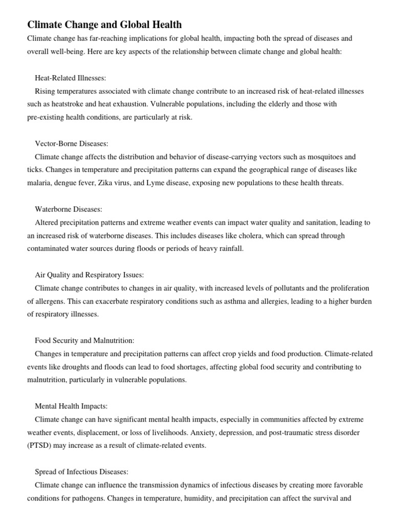 Climate Change's Impact on Global Health | PDF | Climate Change ...