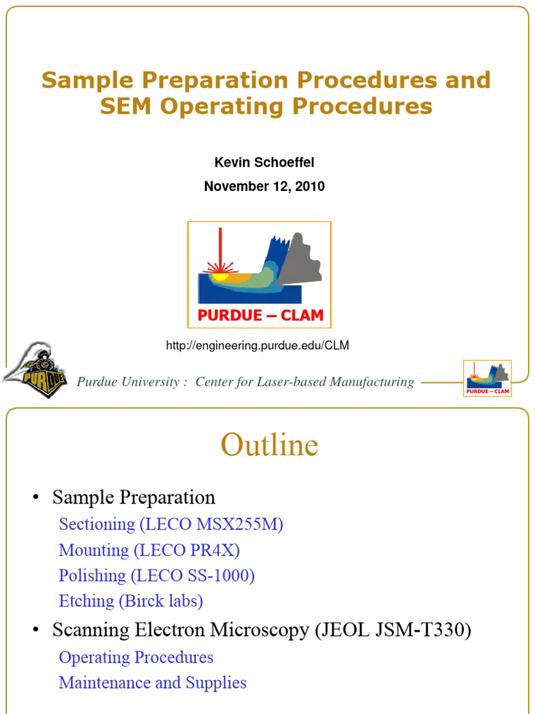 Sample Prep and SEM Procedures PDF Scanning Electron Microscope