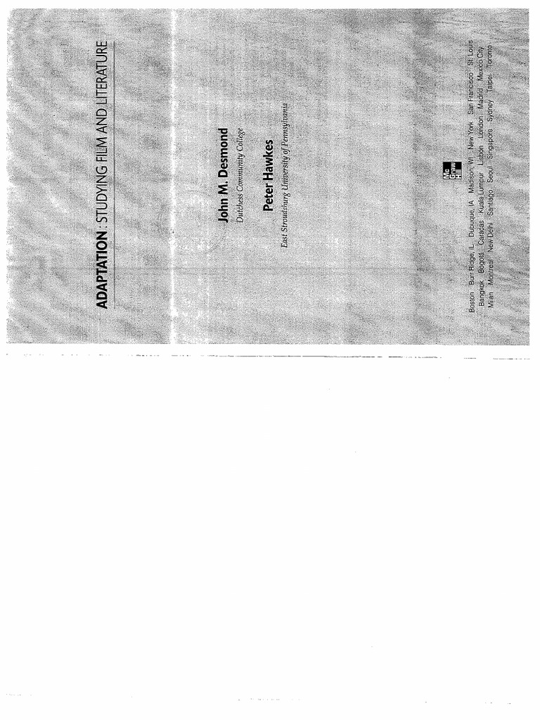 Adaptation (Studying Film and Literature) - Desmond, Hawkes | PDF